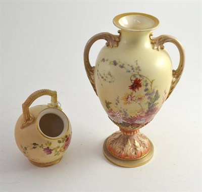 Lot 384 - A Royal Worcester floral vase and a Royal Worcester basket