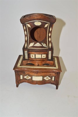 Lot 399 - A Napoleonic Prisoner of War bone inlaid wood watch stand as a miniature cabinet