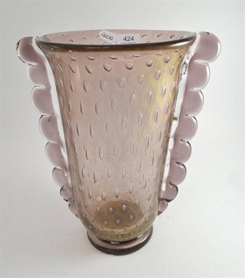 Lot 424 - Large 1930s Venetian vase in bubbled amethyst glass