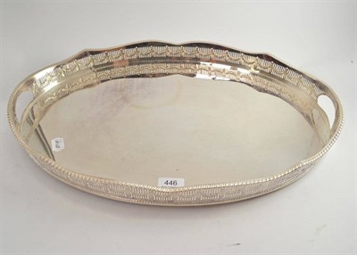 Lot 446 - A good silver plated tray with pierced and embossed border