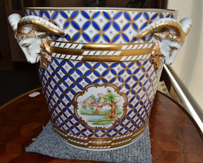 Lot 449 - Dresden porcelain large pail with goat-head handles