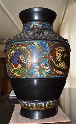 Lot 450 - A Chinese bronze and a cloisonné vase