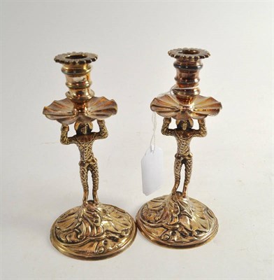 Lot 474 - Pair of silver tapersticks in the form of Harlequin