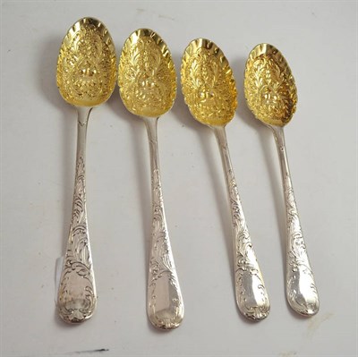 Lot 500 - A pair of George III silver Hanoverian pattern spoons, WS, London 1771; two others London 1773, all