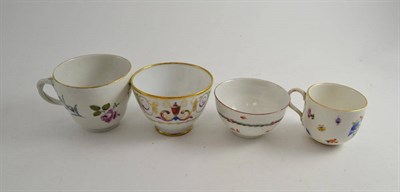 Lot 528 - 18th century Meissen floral decorated cup, another 18th century floral decorated cup (a.f.) and two