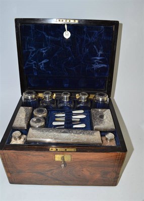 Lot 547 - A Victorian silver-mounted travelling dressing table set, Thomas Whitehouse, London 1859,...