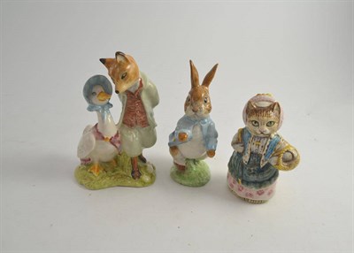 Lot 553 - Two Beswick Beatrix potter figures ";Cousin Ribby";, ";Peter Rabbit"; and a Royal Albert...