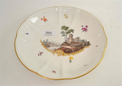 Lot 565 - A Frankenthal porcelain saucer dish, circa 1780, of lobed circular form painted in colours with...