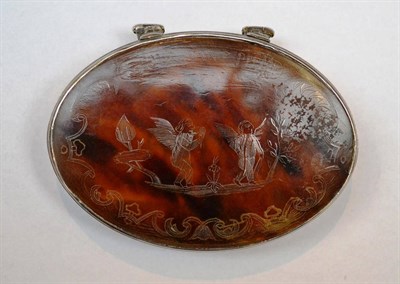 Lot 620 - Continental tortoiseshell oval snuff box (a.f.)