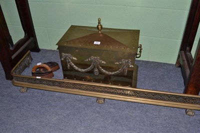 Lot 635 - A rectangular brass coal scuttle with lid