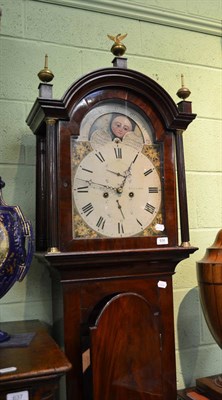 Lot 636 - George III mahogany longcase clock complete with weights, winding key and two other keys