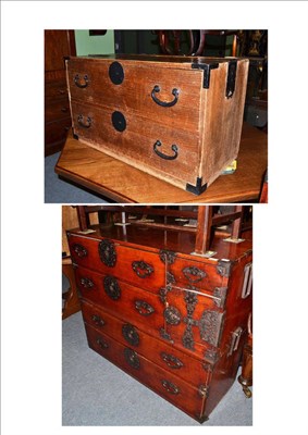 Lot 669 - Japanese ";tansu"; chest of drawers in two parts, and one part only of a ";tansu"; chest