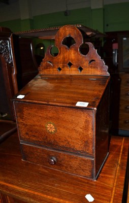 Lot 686 - Early 19th century oak candle box with drawer