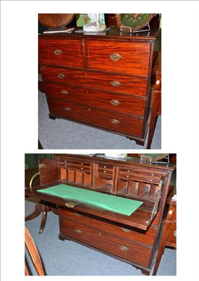 Lot 702 - A George III mahogany secretaire chest