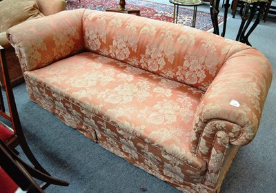 Lot 705 - A Victorian Chesterfield settee upholstered in pink floral damask