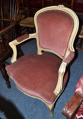 Lot 712 - French cream painted open armchair