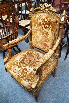 Lot 728 - A French gilt armchair