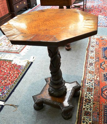 Lot 741 - A Victorian burr oak tripod table