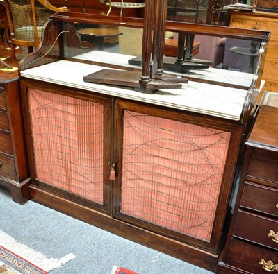 Lot 753 - A Regency rosewood and brass inlaid chiffonier with grey marble top