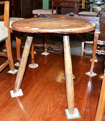 Lot 756 - An 18th century elm top primitive cricket table