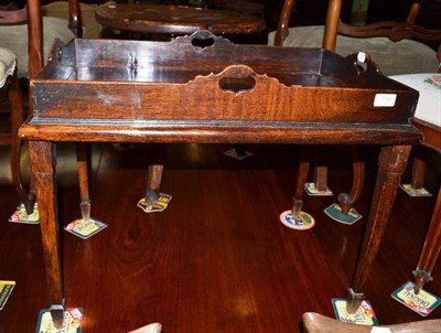 Lot 758 - A Georgian oak rectangular butler's tray, on low table stand