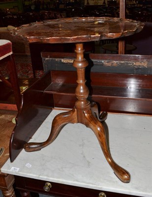 Lot 763 - A mahogany and polychrome decorated pedestal tripod table (a marriage)