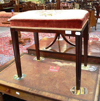 Lot 764 - A late Georgian mahogany dressing stool with floral needlework seat