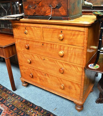 Lot 769 - A Victorian satin birch straight fronted five drawer chest