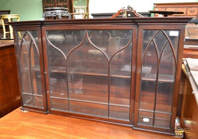 Lot 772 - A mahogany inverted breakfront hanging display cabinet