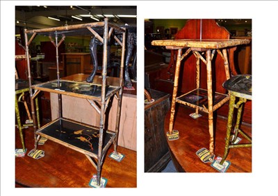 Lot 795 - Late Victorian bamboo table and a similar three-tier open shelf