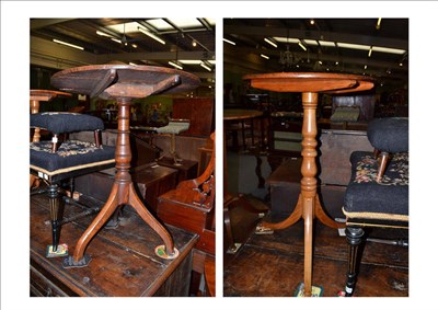 Lot 799 - An ash tripod table and an oak tripod table