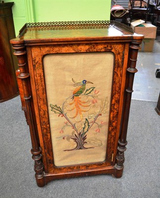 Lot 800 - A Victorian inlaid burr walnut music cabinet with glazed door