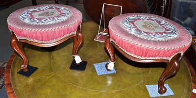 Lot 820 - A pair of Victorian beadwork footstools, labelled ";Richardson, Hull 1871"