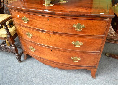 Lot 821 - A Regency mahogany and ebony strung three drawer bow fronted chest