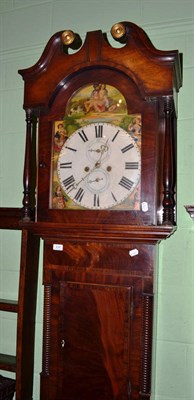 Lot 838 - A Victorian mahogany and rosewood crossbanded longcase clock with painted arched dial