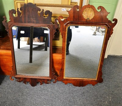 Lot 845 - An 18th century walnut and parcel gilt wall mirror and a mahogany wall mirror