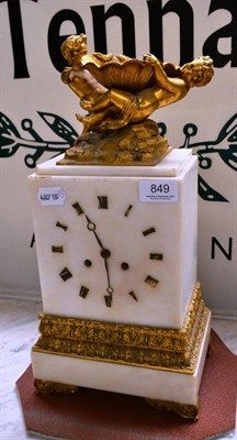 Lot 849 - A 19th century ormuolu and white marble striking mantel clock, movement stamped Deniere, Paris