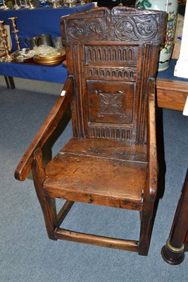 Lot 850 - A carved oak Wainscott chair