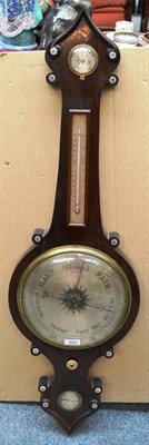 Lot 884 - A rosewood wheel barometer, signed D Luvate, Preston, circa 1850, with hygrometer, thermometer box