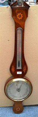 Lot 886 - A mahogany shell-inlaid wheel barometer, signed P Caminada, Fecit, circa 1820, broken arch...