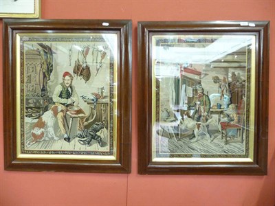 Lot 905 - A pair of needlework rosewood framed pictures