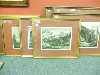 Lot 906 - Eight 18th century black and white engravings and a gilt frame (9)