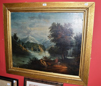 Lot 907 - Follower of Alexander Nasmyth, oil on canvas, mountain scene with figure