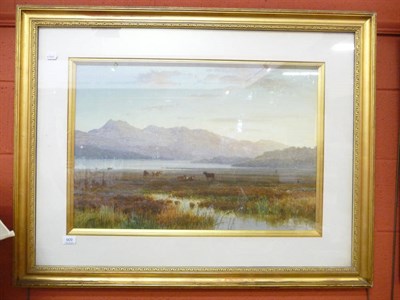 Lot 909 - H B Wimbrush, 'Cattle in Estuary', watercolour, signed and dated 1895