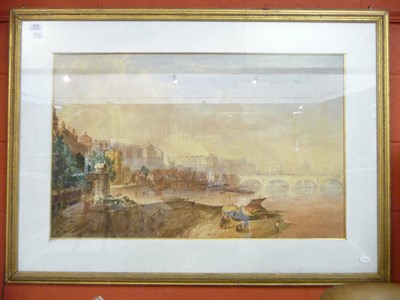 Lot 914 - A 19th century watercolour of London from the river, in the manner of Turner