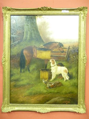 Lot 915 - John Gifford oil painting of a pony and sporting dogs