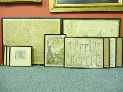 Lot 918 - A small quantity of early maps, some hand-coloured, framed and glazed (11)