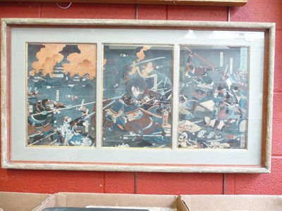 Lot 924 - Japanese triptych print in one frame