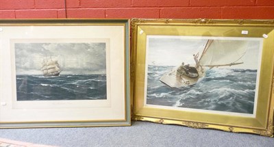 Lot 930 - An artists signed proof yachting scene, another print titled, ";The Atlantic Ocean"