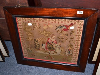 Lot 934 - Victorian woolwork sampler